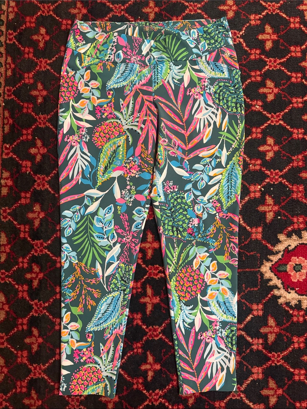 Lilly Pulitzer Luxletic Tropical Leaf Print Women’s Joggers - Green & Pink